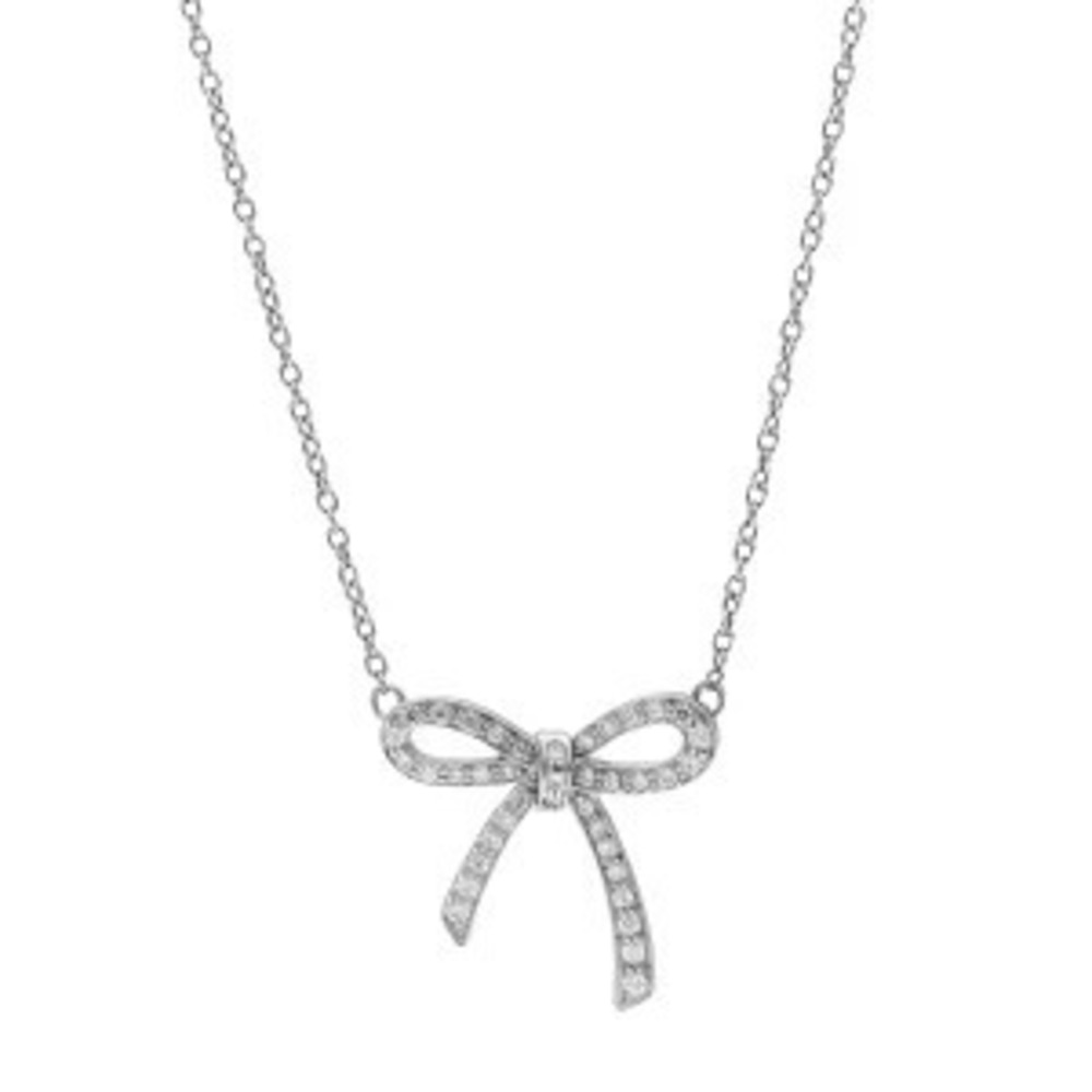 Tiffany Co Bow Ribbon Necklace Platinum Diamond